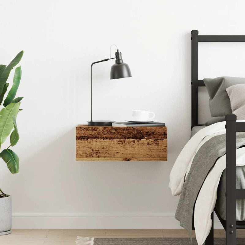 vidaXL antik fa szerelt fa lebegő éjjeliszekrény 40x32x15 cm