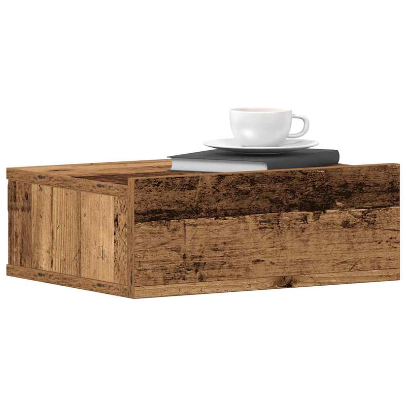 vidaXL antik fa szerelt fa lebegő éjjeliszekrény 40x32x15 cm