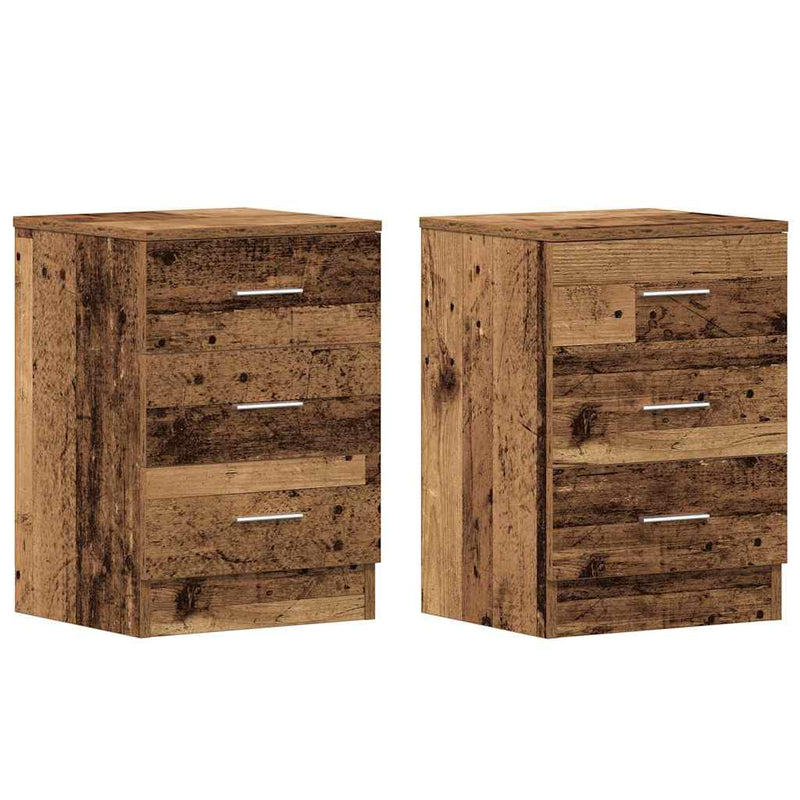 vidaXL 2 db antik fa szerelt fa éjjeliszekrények 38x35x55 cm