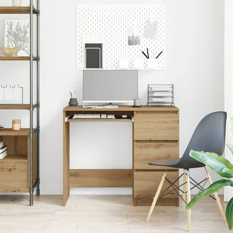 vidaXL kézműves tölgy színű szerelt fa íróasztal 90x45x76 cm