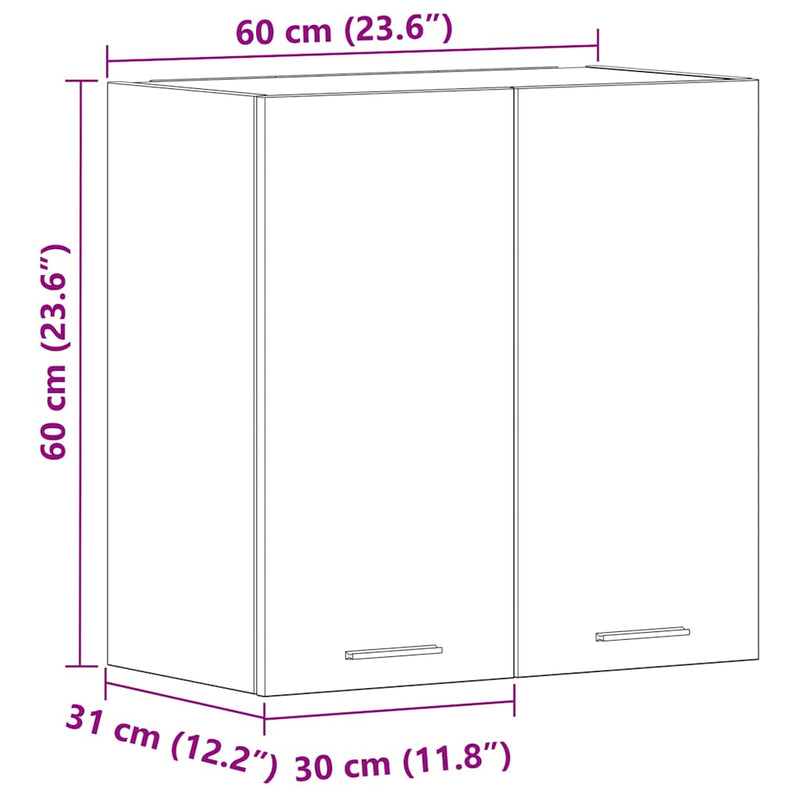 vidaXL antik fa színű szerelt fa konyhai fali szekrény 60x31x60 cm