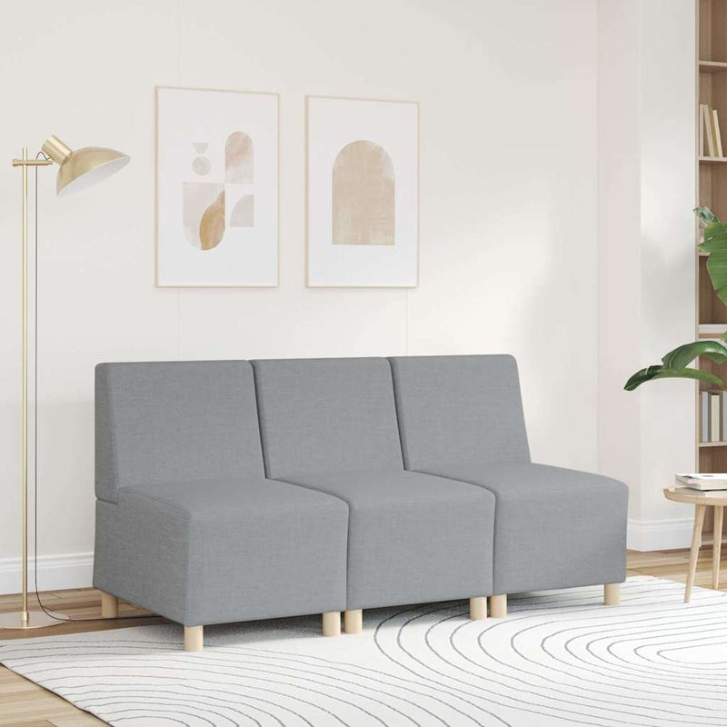 vidaXL moduláris kanapéegység karfa nélkül, világosszürke, szövetből készült, 55 cm