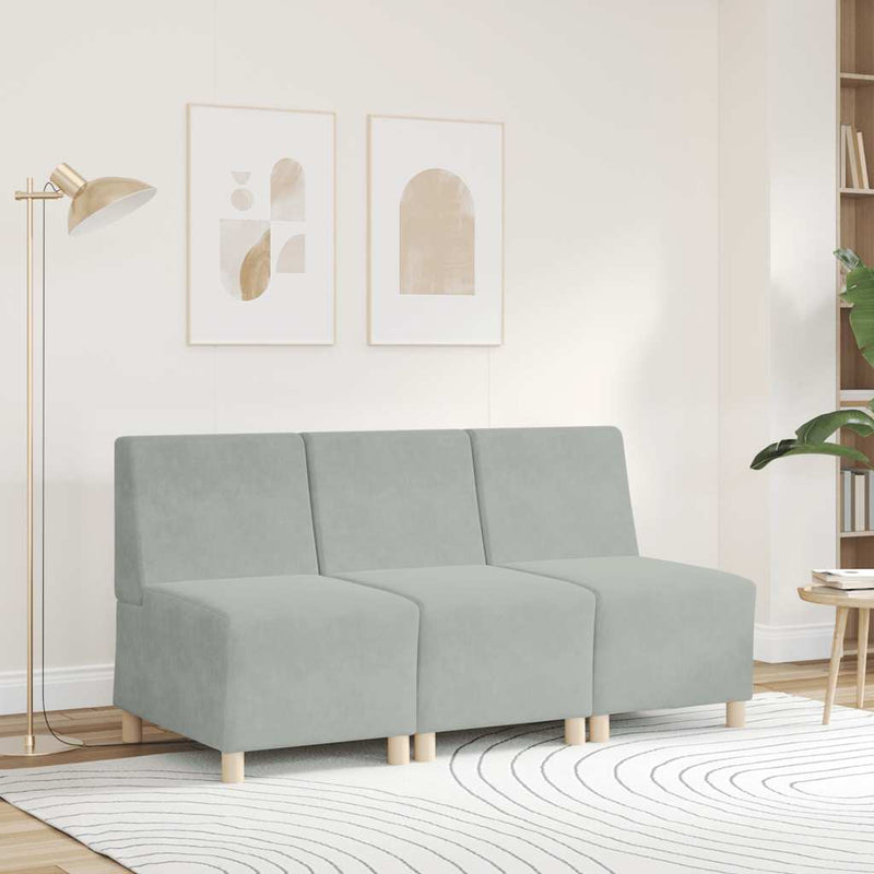 vidaXL moduláris kanapé karfa nélkül világosszürke bársony 55 cm