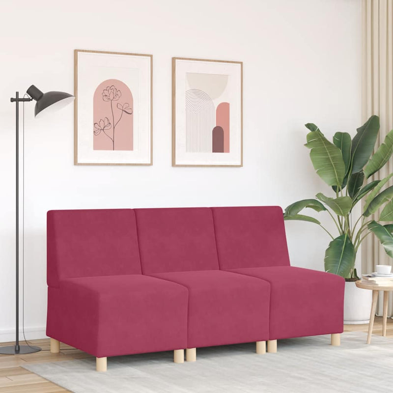 vidaXL moduláris kanapéegység karfa nélkül bordó színű bársonyból 55 cm