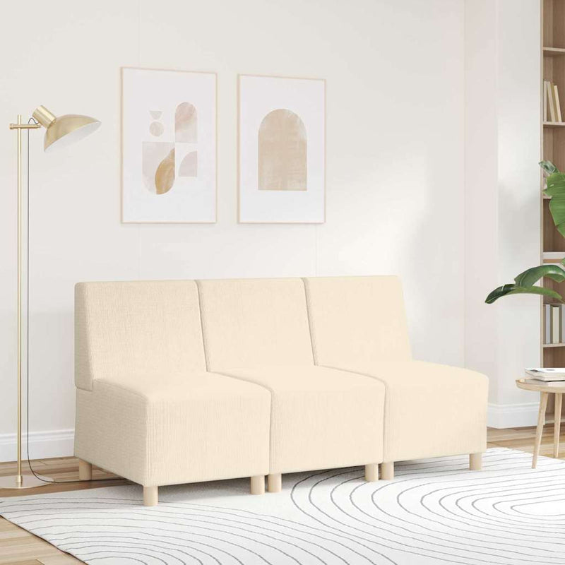 vidaXL krémszínű kordbársony szövet karfa nélküli kanapészék 55 cm