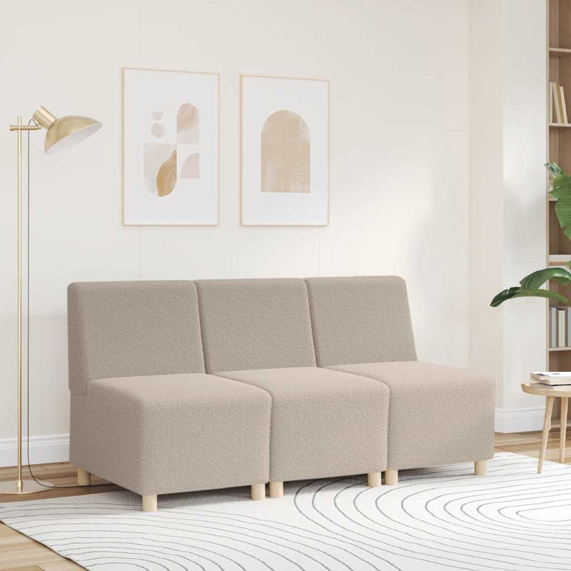 vidaXL moduláris kanapéegység karfa nélkül, világosszürke, göndör, gyapjúszerű szövetből, 55 cm