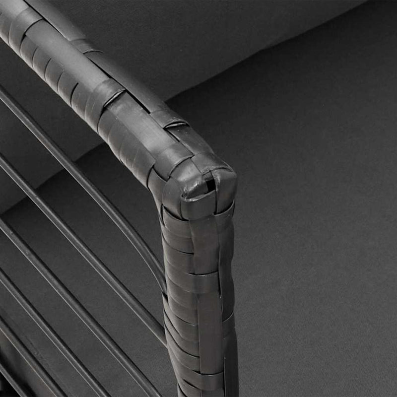 vidaXL 2 db fekete polyrattan kerti szék párnával