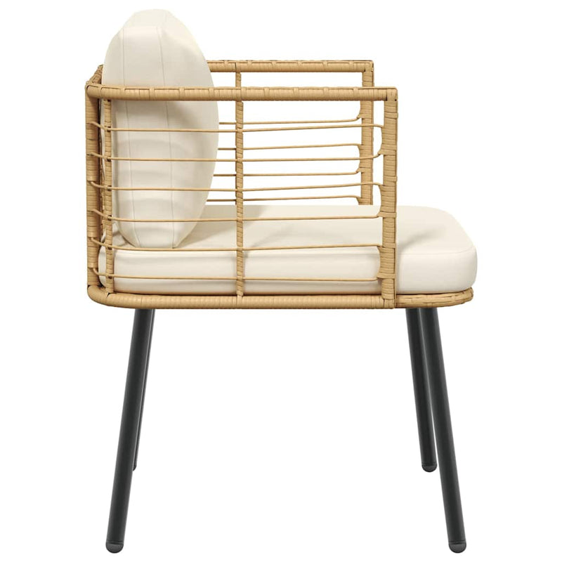 vidaXL 2 db természetes polyrattan kerti szék párnákkal