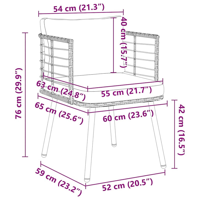 vidaXL 2 db természetes polyrattan kerti szék párnákkal