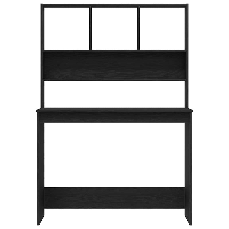 vidaXL fekete tölgy szerelt fa íróasztal polcokkal 102 x 45 x 148 cm