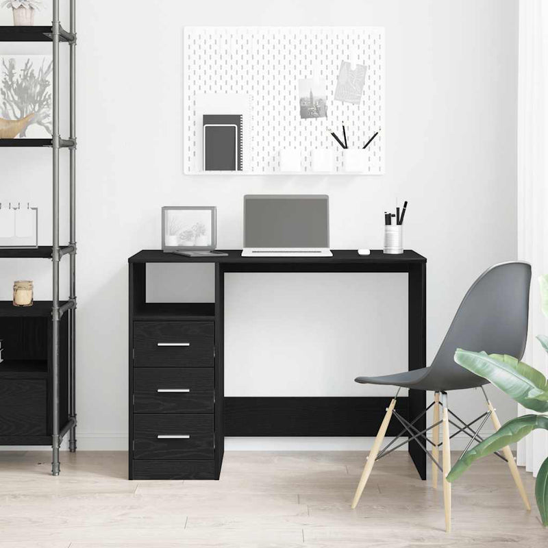 vidaXL fekete tölgy szerelt fa íróasztal fiókokkal 102 x 50 x 76 cm