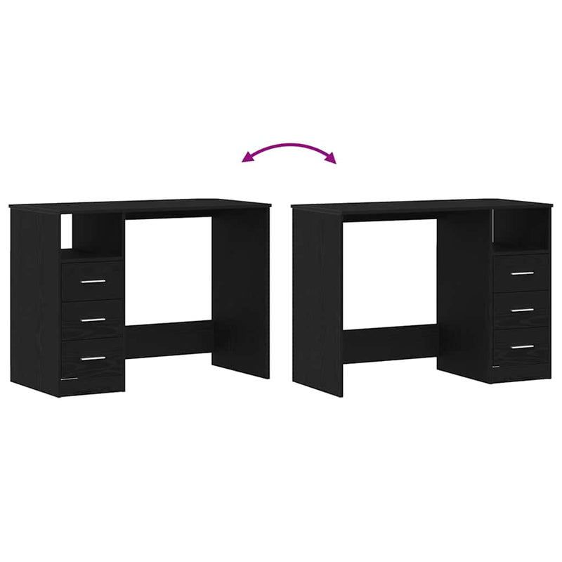 vidaXL fekete tölgy szerelt fa íróasztal fiókokkal 102 x 50 x 76 cm