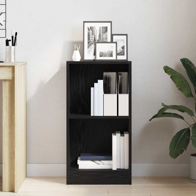 vidaXL fekete tölgy szerelt fa könyvespolc 40x24x76 cm