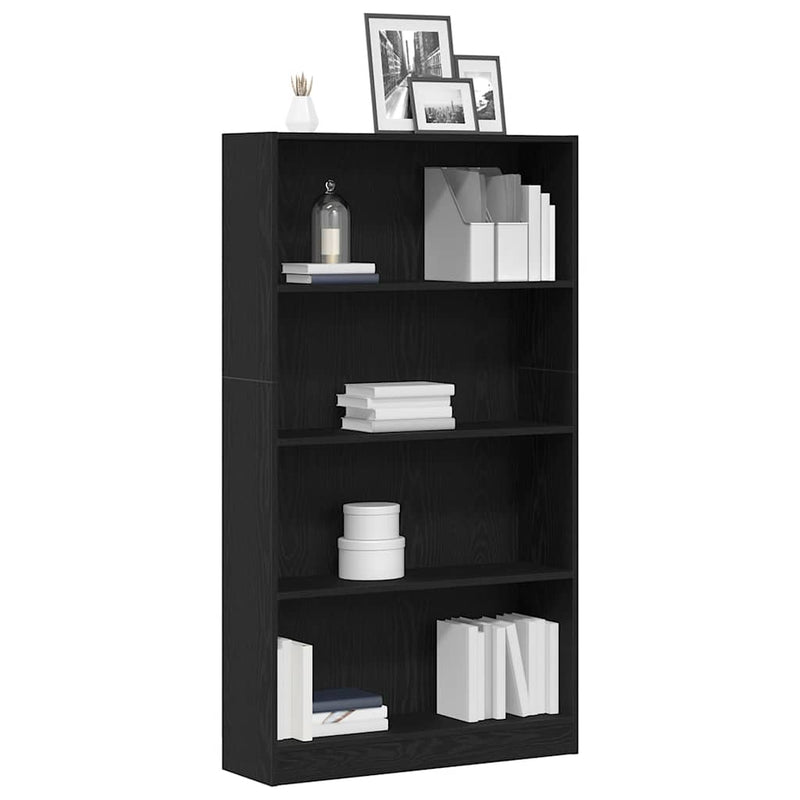 vidaXL 4 szintes fekete tölgy szerelt fa könyvespolc 80x24x143 cm