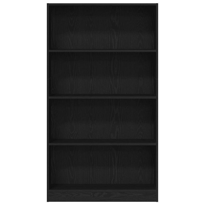 vidaXL 4 szintes fekete tölgy szerelt fa könyvespolc 80x24x143 cm
