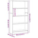 vidaXL 4 szintes fekete tölgy szerelt fa könyvespolc 80x24x143 cm