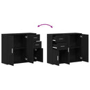 vidaXL fekete tölgyfa tálalószekrény 91 x 29,5 x 75 cm