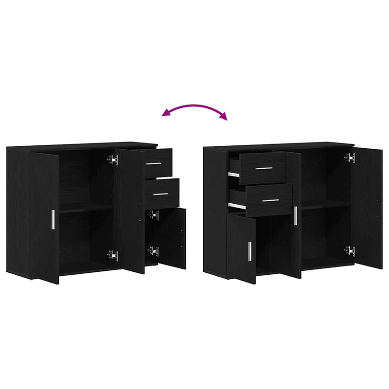 vidaXL fekete tölgyfa tálalószekrény 91 x 29,5 x 75 cm