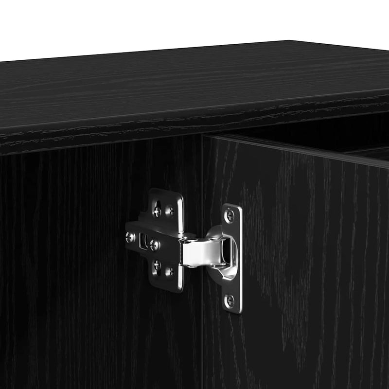 vidaXL fekete tölgyfa tálalószekrény 91 x 29,5 x 75 cm