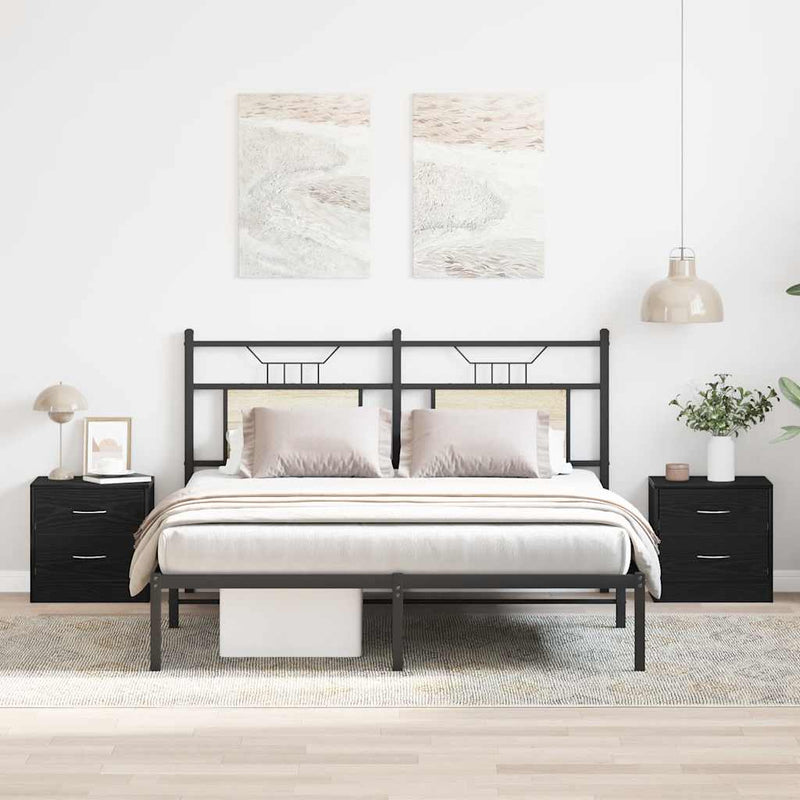 vidaXL 2 db fekete tölgyszínű szerelt fa éjjeliszekrény 40x30x40 cm