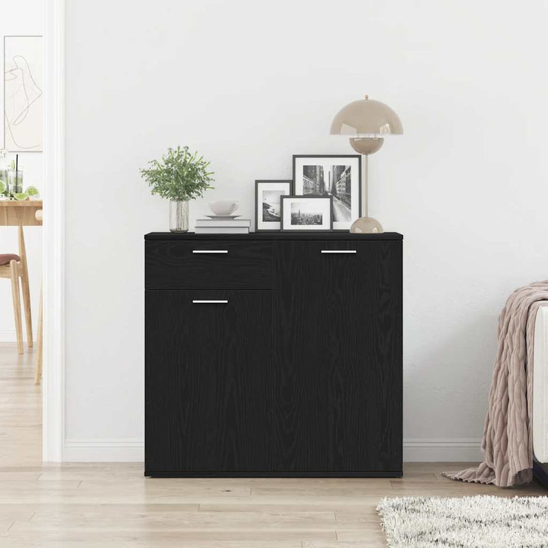 vidaXL fekete tölgy forgácslap tálalószekrény 80 x 36 x 75 cm