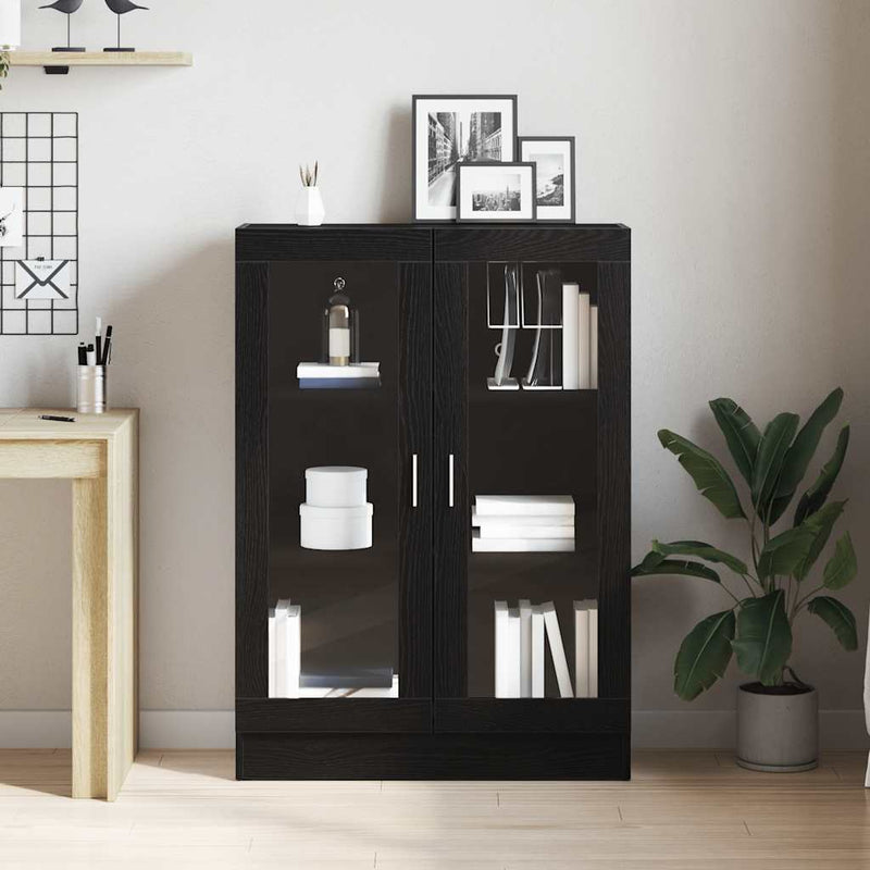 vidaXL fekete tölgy színű szerelt fa könyvszekrény 82,5x30,5x115 cm