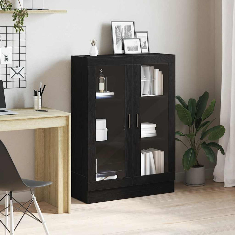 vidaXL fekete tölgy színű szerelt fa könyvszekrény 82,5x30,5x115 cm