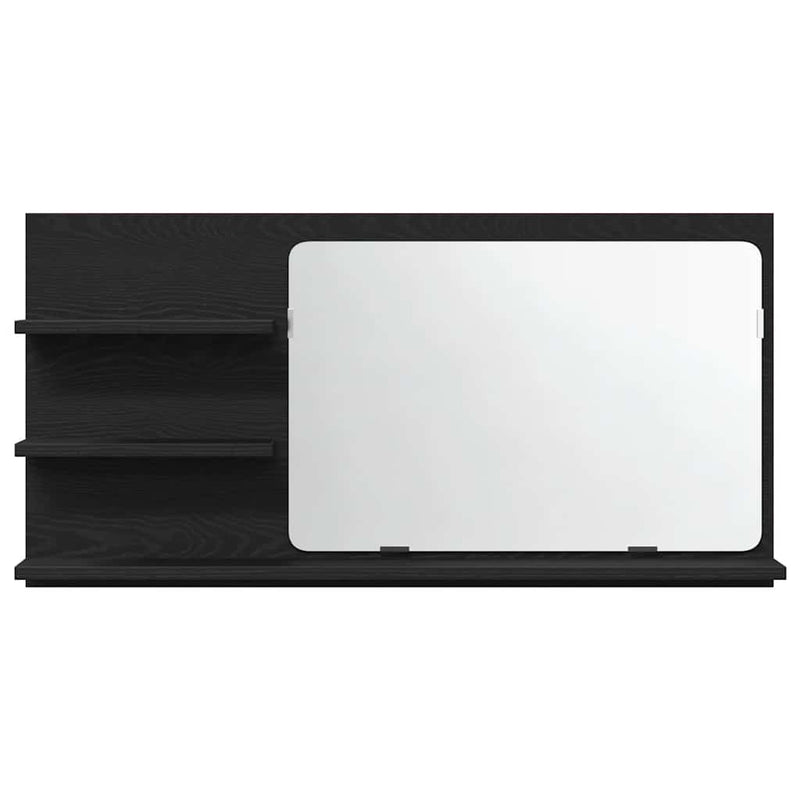 vidaXL fekete tölgyfa fürdőszobai tükrös szekrény 90 x 11 x 45 cm