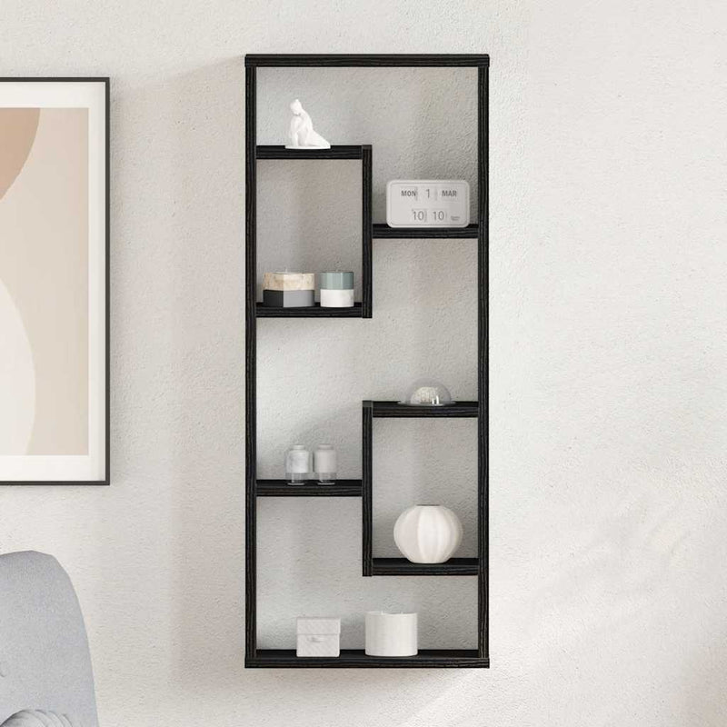 vidaXL fekete tölgyfa fali polc 36 x 16 x 90 cm