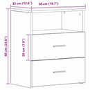vidaXL Éjjeliszekrény fiókkal Fekete tölgy 50 x 32 x 60 cm Faanyag