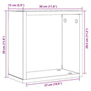 vidaXL 4 db fekete tölgyszínű szerelt fa fali kockapolc 30x15x30 cm
