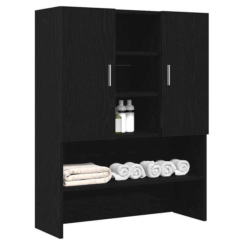 vidaXL fekete tölgy mosógépszekrény 70,5 x 25,5 x 90 cm