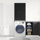 vidaXL fekete tölgy színű mosógépszekrény 64 x 25,5 x 190 cm