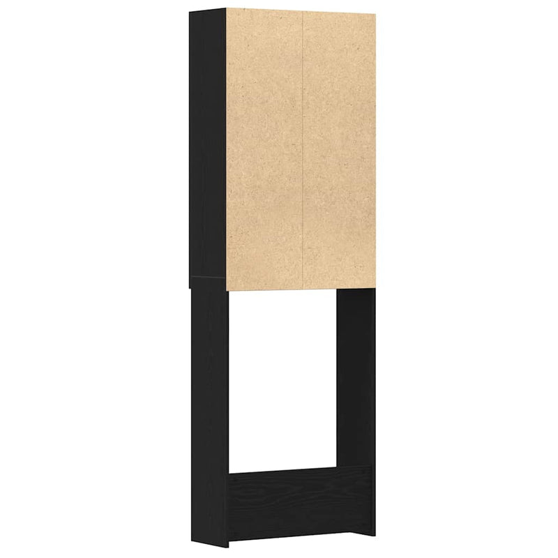 vidaXL fekete tölgy színű mosógépszekrény 64 x 25,5 x 190 cm