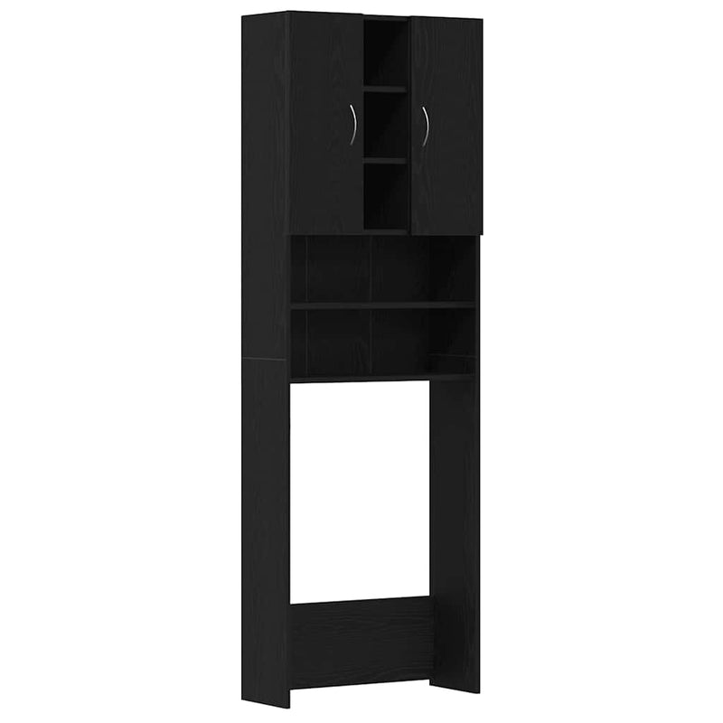 vidaXL fekete tölgy színű mosógépszekrény 64 x 25,5 x 190 cm