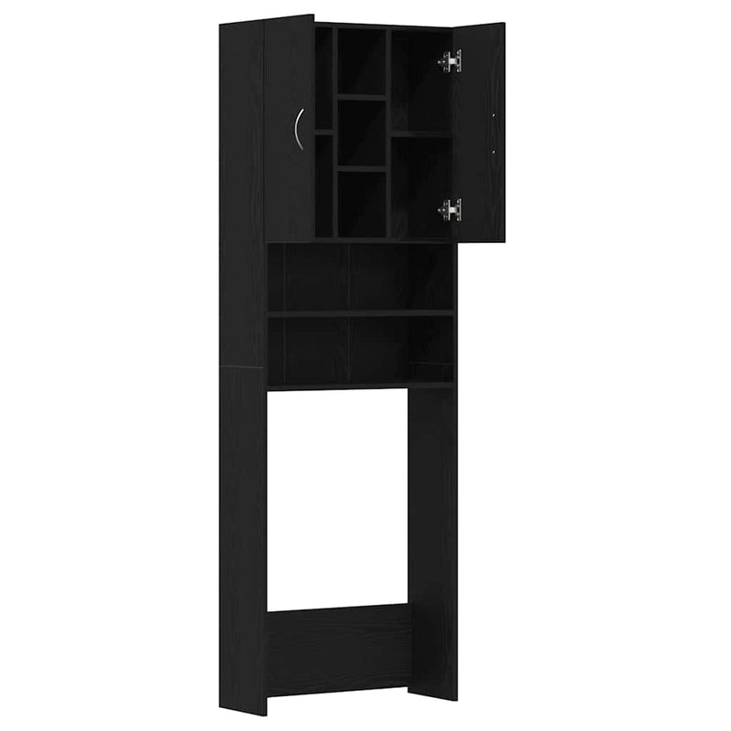 vidaXL fekete tölgy színű mosógépszekrény 64 x 25,5 x 190 cm