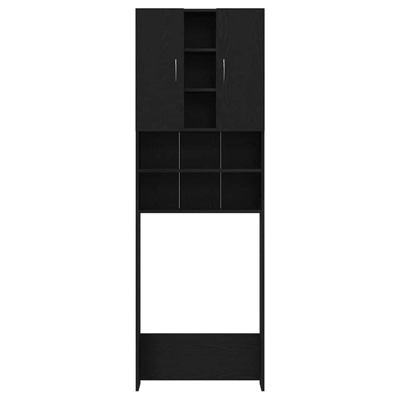 vidaXL fekete tölgy színű mosógépszekrény 64 x 25,5 x 190 cm