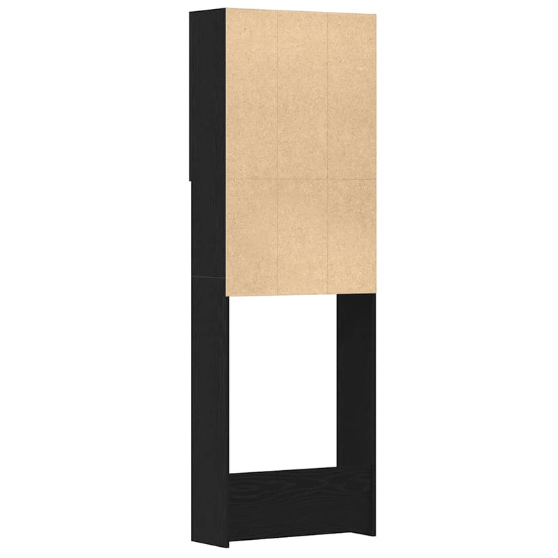 vidaXL fekete tölgy színű mosógépszekrény 64 x 25,5 x 190 cm