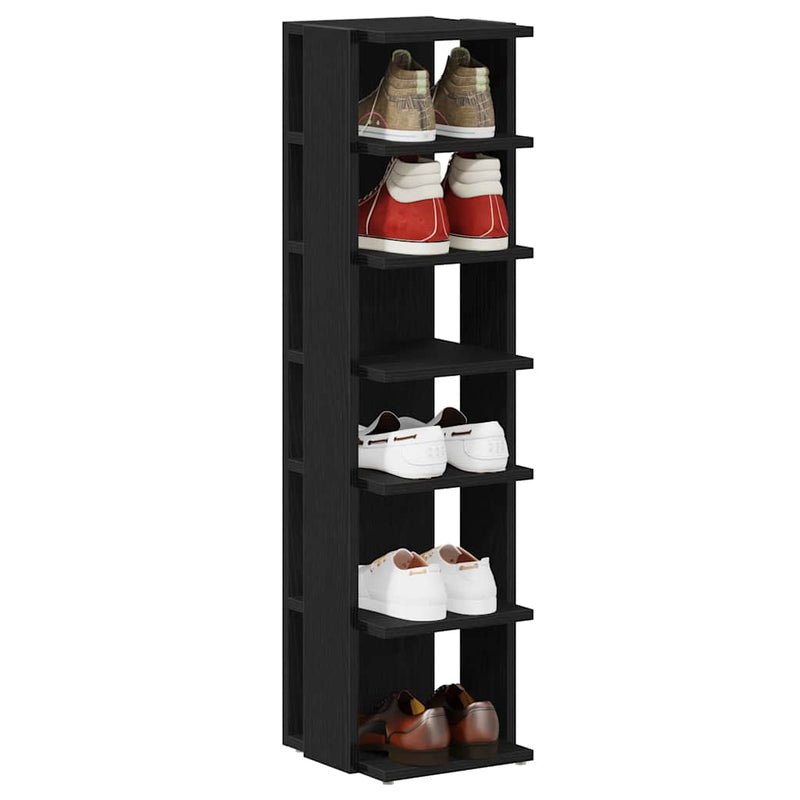 vidaXL 2 db fekete tölgy szerelt fa cipőszekrény 25x27x102 cm