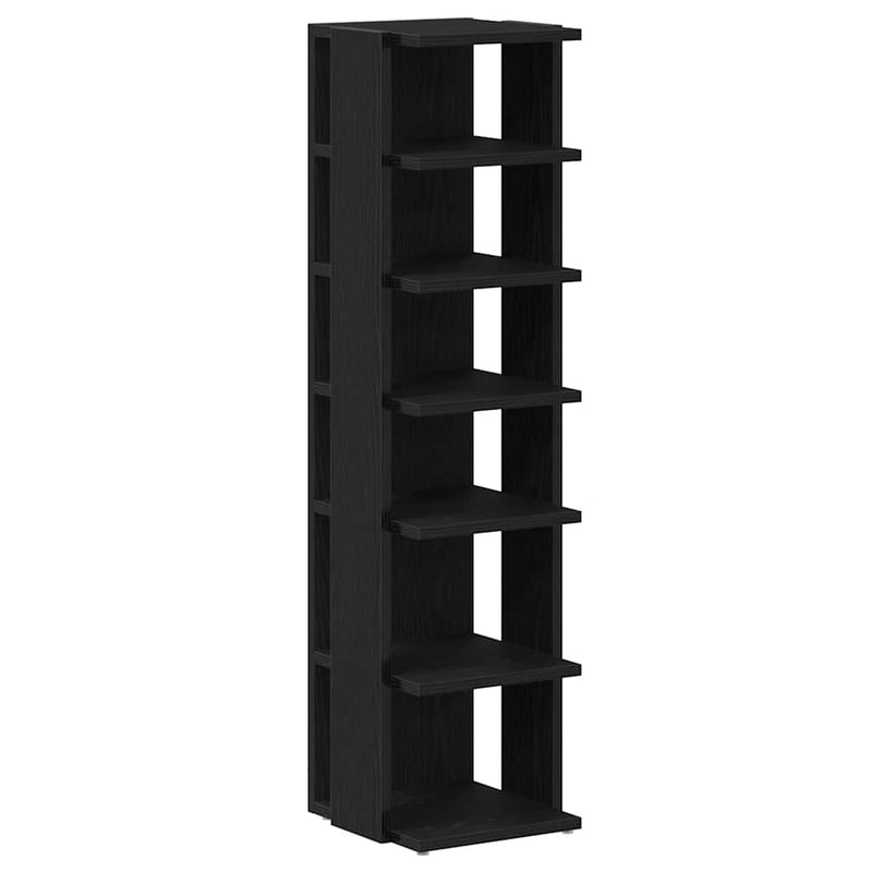 vidaXL 2 db fekete tölgy szerelt fa cipőszekrény 25x27x102 cm