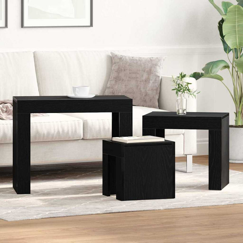 vidaXL Fészekasztal 3 pcs Musta tammi 61 x 30 x 50 cm Faanyag