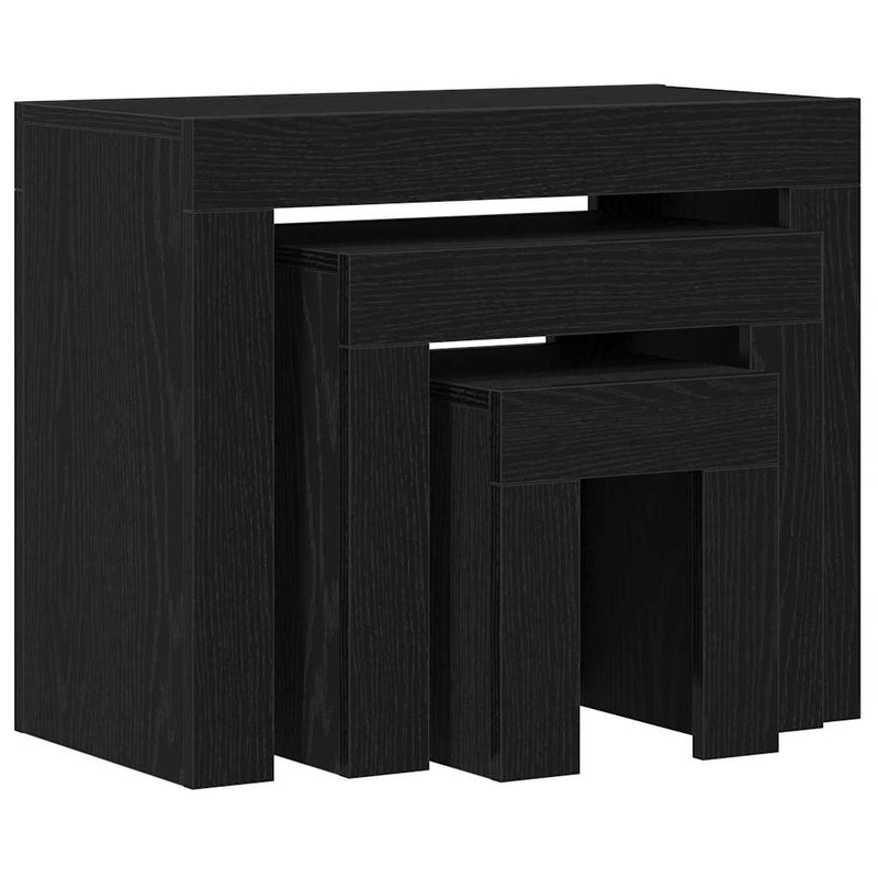 vidaXL Fészekasztal 3 pcs Musta tammi 61 x 30 x 50 cm Faanyag