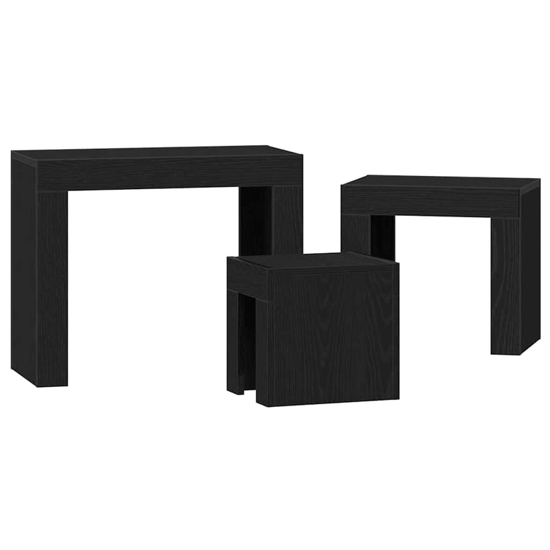 vidaXL Fészekasztal 3 pcs Musta tammi 61 x 30 x 50 cm Faanyag