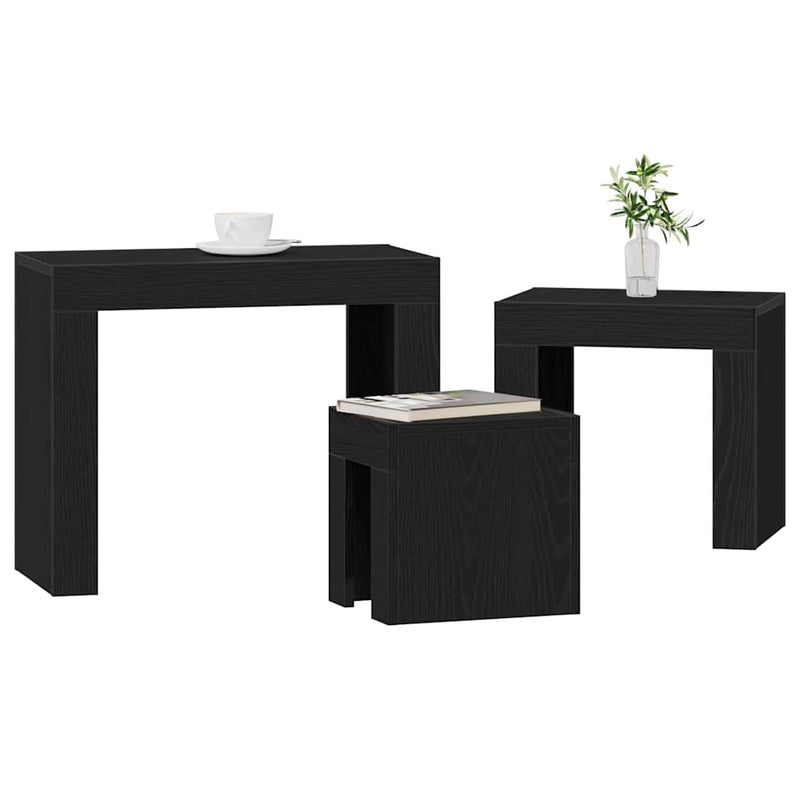 vidaXL Fészekasztal 3 pcs Musta tammi 61 x 30 x 50 cm Faanyag