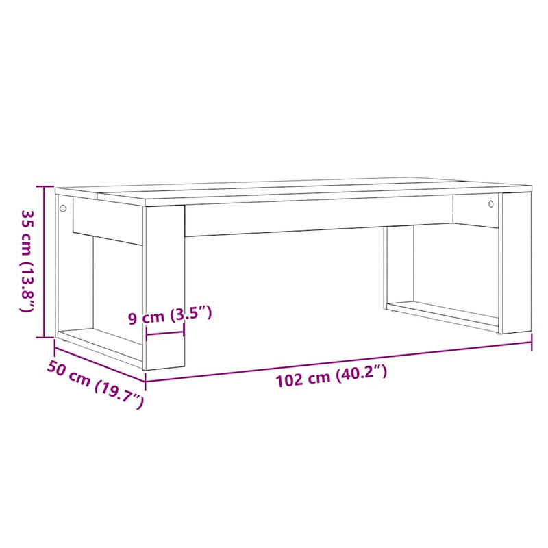 vidaXL Dohányzóasztal Musta tammi 102 x 50 x 35 cm Faanyag