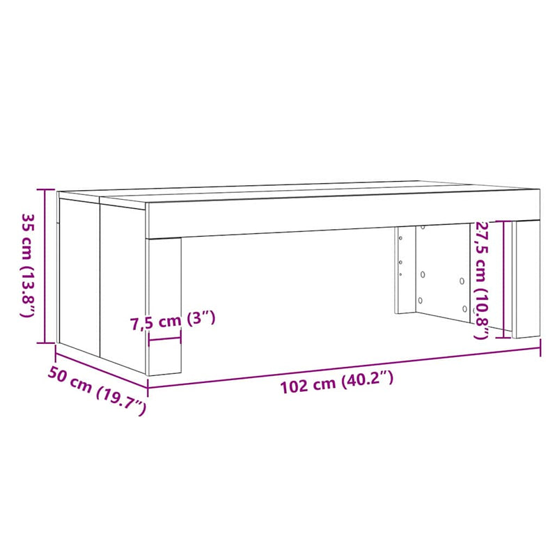 vidaXL Dohányzóasztal Musta tammi 102 x 50 x 35 cm Faanyag