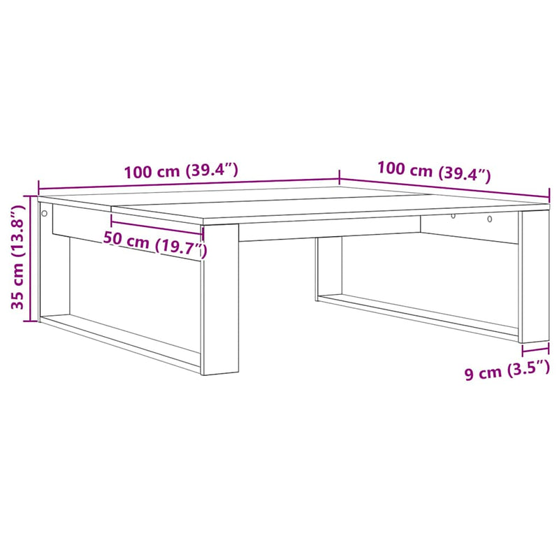 vidaXL Dohányzóasztal Musta tammi 100 x 100 x 35 cm Faanyag