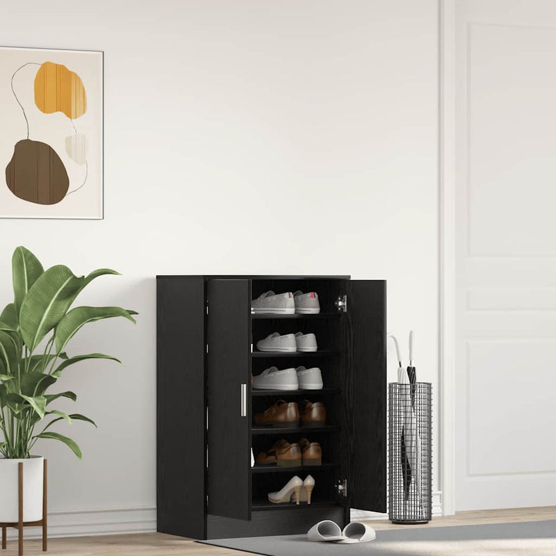 vidaXL fekete tölgy szerelt fa cipőszekrény 60x35x92 cm