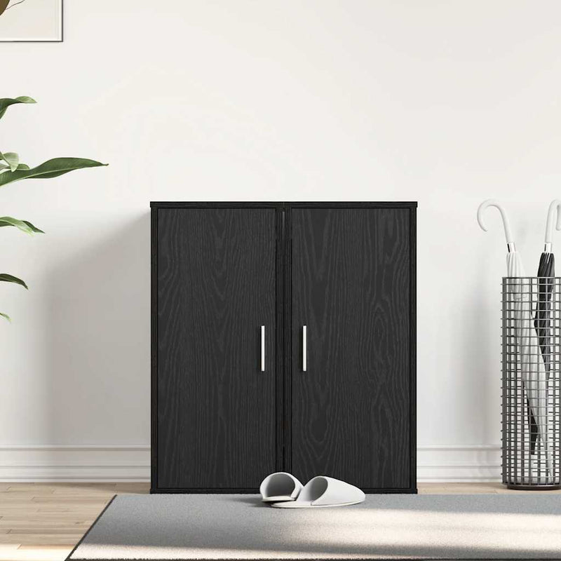 vidaXL 2 db fekete tölgy szerelt fa cipőszekrény 32x35x70 cm