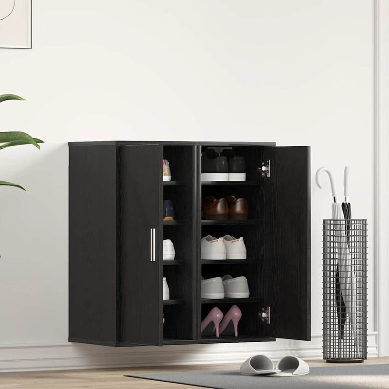 vidaXL 2 db fekete tölgy szerelt fa cipőszekrény 32x35x70 cm